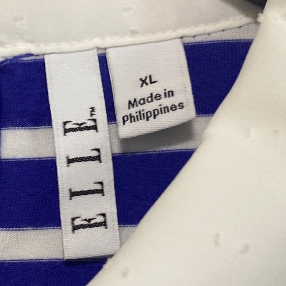 Elle Blue White Striped Long Sleeve Collared Layer Shirt Dress Tunic Top Size XL - Picture 6 of 9